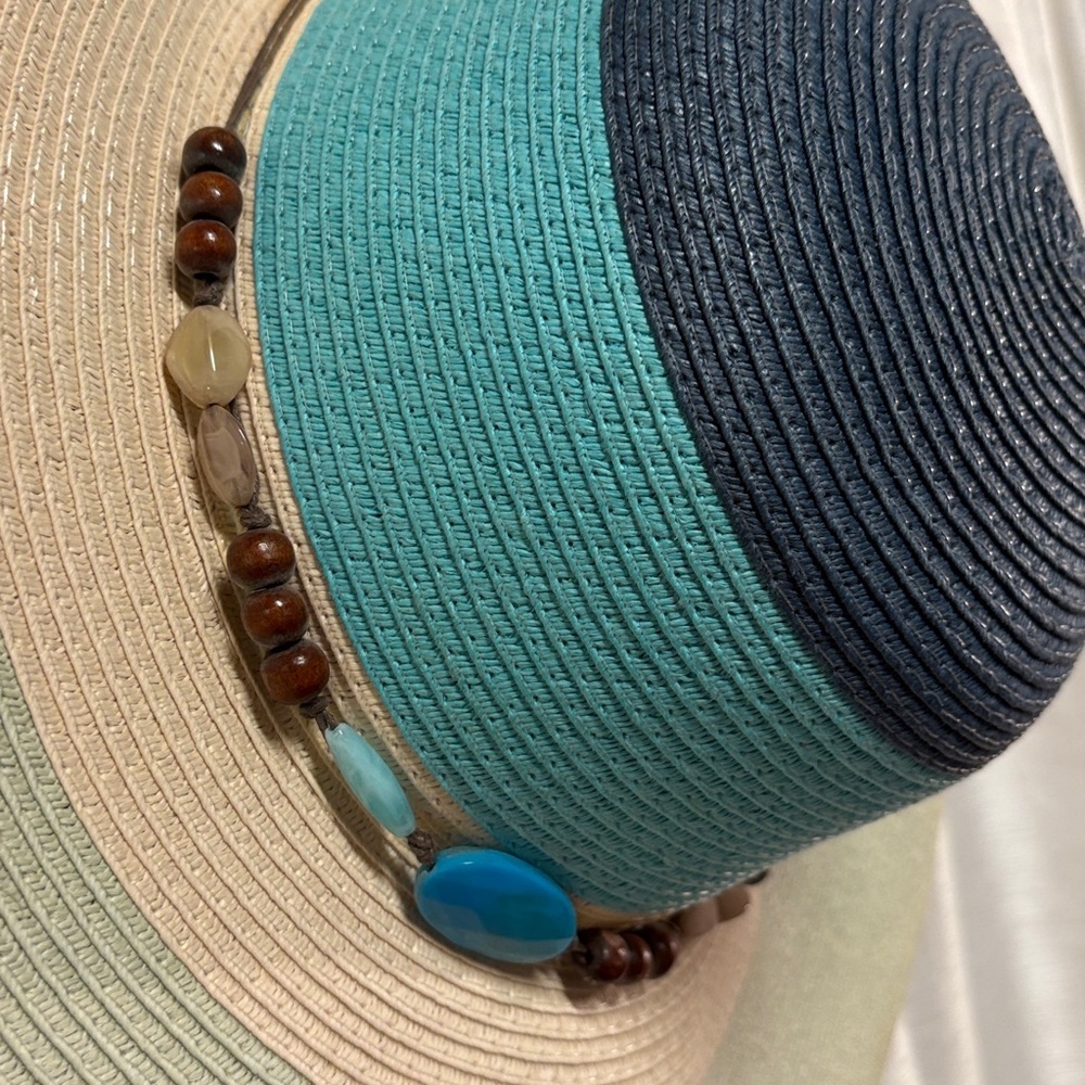 Som-Her Authentic Mexican Straw Hat - Beaded Boho Sun Hat - Medium